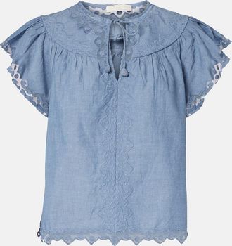 Ulla Johnson Top Effie in cotone con pizzo