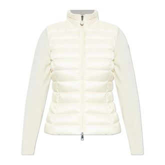 Moncler Cardigans, female, Beige, Size: XS Cardigan with Down Insert