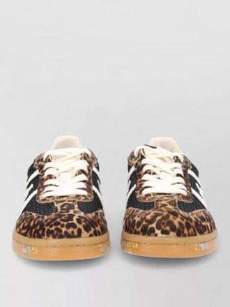 Premiata sneakers contrast panels leopard print perforated