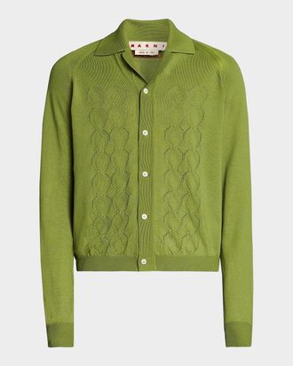 Marni Men & apos;s Relaxed-Fit Pointelle-Knit Cardigan