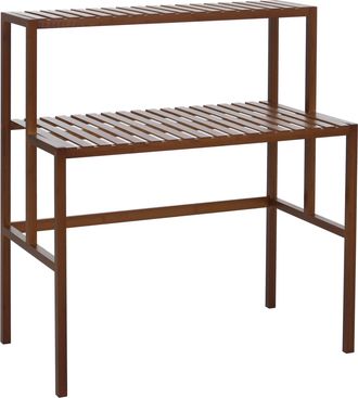 Hhg [nunca Usado] Estanter&iacute;a Para Plantas De Bamb&uacute; Hhg-380, Escalera Para Flores, Soporte Para Plantas, 2 Estantes, 100 X 90 X 50 Cm, Marr&oacute;n