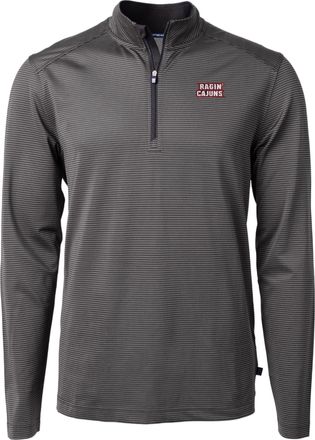 Cutter & Buck Mens Ragin Cajuns Micro Stripe Quarter Zip Top In Black/grey