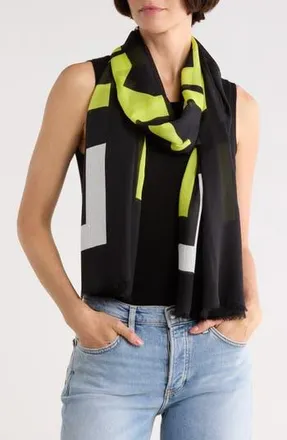 Longchamp Logo Print Scarf in Black at Nordstrom Rack
