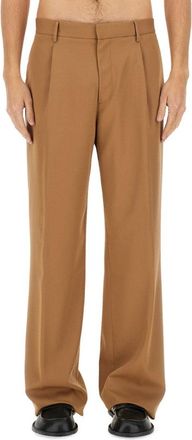 Lardini High-Waisted Brown Virgin Wool Pants