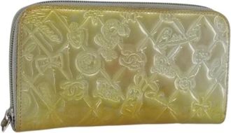 Chanel Pre-owned Vintage Lange Portemonnee - Dames - Vintage Accessoires - Geel - ONE Size - Leer - Vintage
