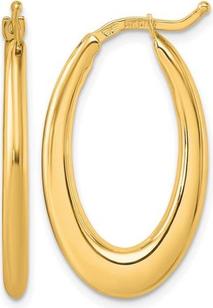 Diamond2Deal 14K Gold Polished 2.6mm Oval Shape Hoop Earrings