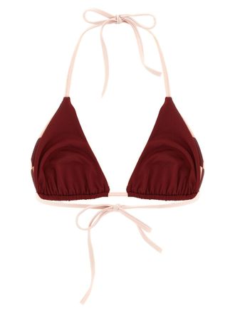 Fendi Pequin Bikini Top - Burgundy
