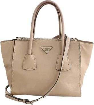 Prada Pre-owned City twin pocket Cabas - Dames - Vintage Handtas - Beige - ONE Size - Leer - Vintage