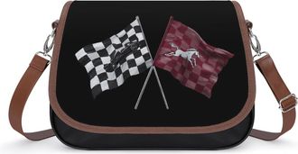 Generic Car And Horse Racing Checkered Flag Small Womens Crossbody Bags Shoulder Handbag with Adjustable Strap for Travel