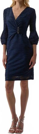 Joseph Ribkoff Shimmery Pleated Sheath Dress In Midnight Blue