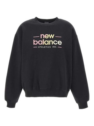 New Balance logo-print crew-neck sweatshirt - women - Polyester/Cotton - S - Black