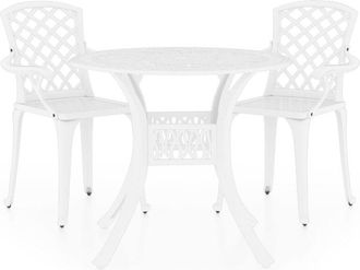 vidaXL 3 Piece Bistro Set Cast Aluminium White vidaXL