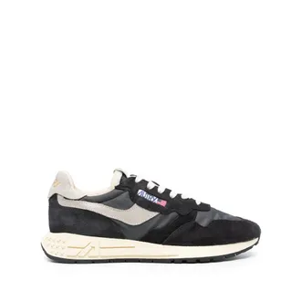 Autry Reelwind Low Sneakers In Black Nylon And Suede