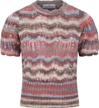 Vivienne Westwood Wave Knit Top - Dames - Ronde hals truien - Veelkleurig - S - Leer - Truien & Vesten