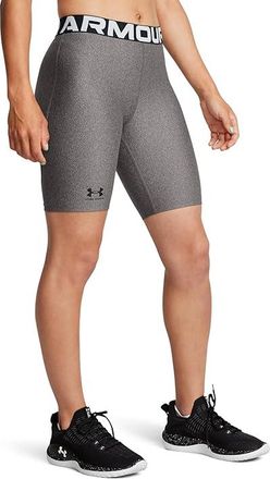 Under Armour HeatGear 8-inch Shorts Womens Shorts Charcoal Light Heather/Black : LG (US 12-14), Synthetic