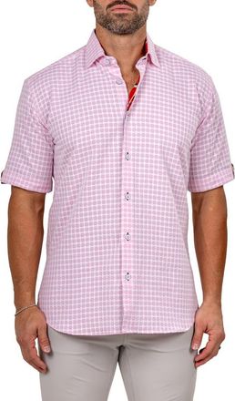 Maceoo Galileo Marthy Short Sleeve Button-Up Shirt in Pink at Nordstrom, Size 3