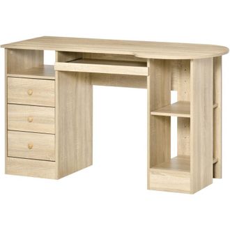 HOMCOM Scrivania pc da Ufficio con Ripiano Testiera in Legno e Scaffali Cassetti - Homcom
