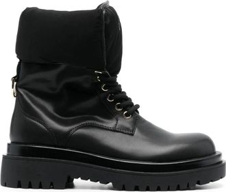 Versace Jeans Couture Zwarte Drew Booties - Dames - Veterlaarzen - Zwart - 38 EU - Nylon - Schoenen
