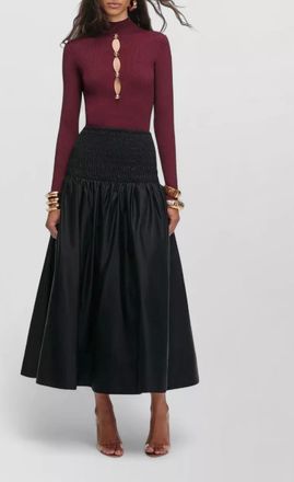Self Portrait ribbed keyhole high neck long sleeve top