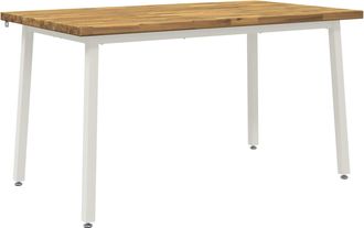 vidaXL 140 X 80 X 75 Cm Madera De Acacia S&oacute;lida Blanco Rectangular Vidaxl