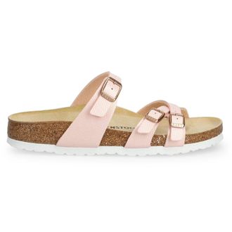 Birkenstock Franca Birko-Flor Unisex Casual Sandals - Shiny Lizard Light Rose - Size:UK 4.5