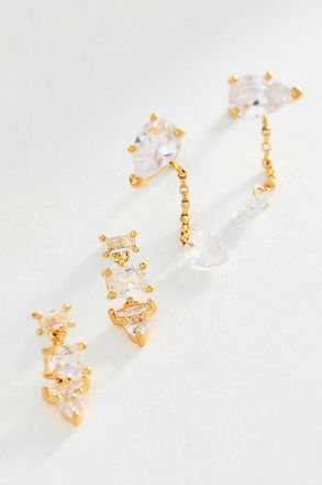 Anthropologie Petite Crystal Earrings, Set of 2