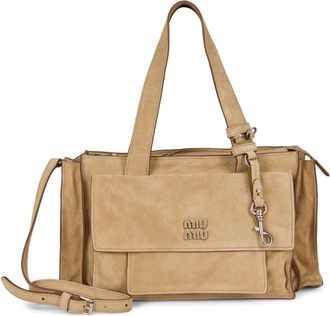 Miu Miu Womens Shoulder Bag Calfskin Ecru Tote
