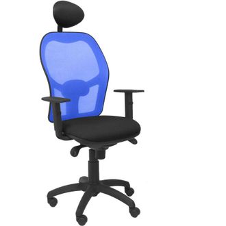 Piqueras y Crespo Silla Jorquera Malla Azul Asiento Bali Negro Con Cabecero Fijo