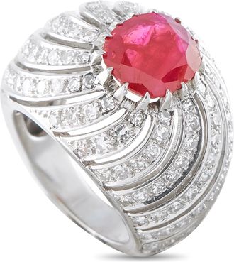 Luxury Bazaar Platinum 1.0ct Diamond and Ruby Ring MF27-080326