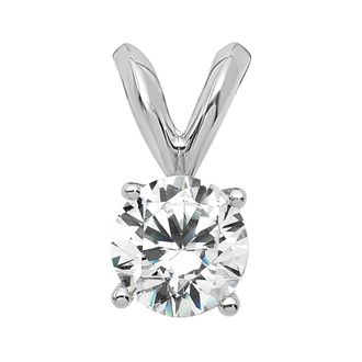 Diamond2Deal 14k Gold Round Lab Grown Diamond Solitaire Pendant (0.37ct, VS, G-H)