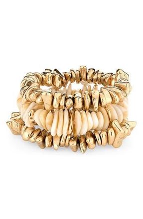 Natasha Set of 3 Beaded Stretch Bracelets in Gold/Ivory at Nordstrom Rack