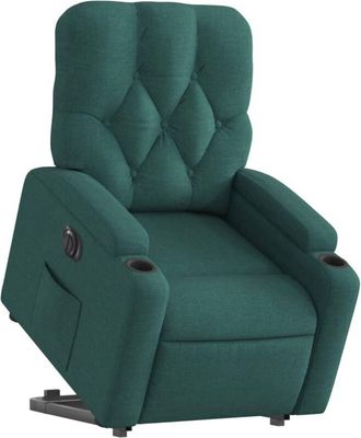 vidaXL Sill&oacute;n El&eacute;ctrico Reclinable Elevable De Tela Verde Oscuro Vidaxl
