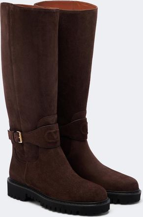Valentino Garavani VLogo suede knee-high boots