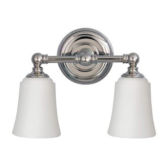 Elstead Lighting Aplique de ba&ntilde;o en cromo con cristal opal estilo moderno 2 luces
