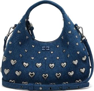 Ganni Borsa tote con borchie a cuore - Blu