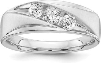 Diamond2Deal 14k Gold Lab Grown Diamond 3-Stone Band Ring 0.6Ct Clarity- VS Color- G-H