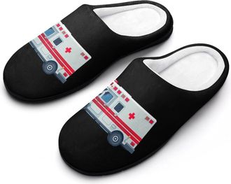 Generic Cartoon Ambulance Car Slippers Men Winter Warm Cotton Anti-Slip Indoor Slip-Ons House Shoes