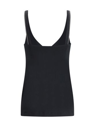 Brunello Cucinelli Jewel-Embellished Cotton Tank Top - Black