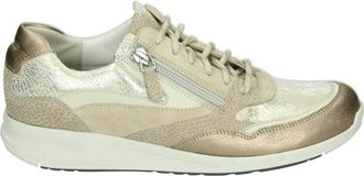 Durea Schoenen, Dames, Veelkleurig, 38 EU, Leer, Sportieve Lage Beige Sneakers