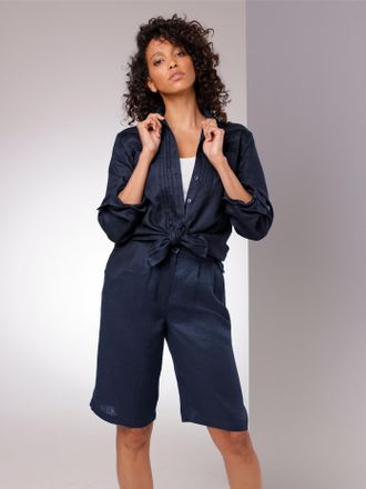 Cr&eacute;ation L Hemdbluse CREATION L PREMIUM, Damen, Gr. 36, marine, 100% Leinen, unifarben, Blusen Hemdbluse