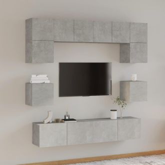 Berkfield Home 8 Piece TV Cabinet Set Concrete Grey Engineered Wood