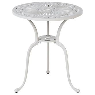 Beliani Beliani - Mesa De Jard&iacute;n Balc&oacute;n Vintage Aluminio Redonda &Oslash; 61 Cm Blanco Crema Dascio