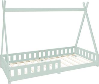 ML Design Ml-design - Lettino per Bambini Design Teepee con Sponde Protezione Anticaduta Recinzione Rete a Doghe 90 x 200 cm Letto Tenda Indiana da Gioco in