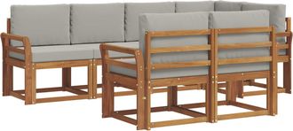 vidaXL Conjunto De Sof&aacute;s De Exterior 7 Uds. Gris Natural Y Claro Vidaxl