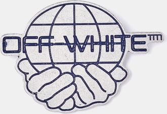 Off-white Silver Tone World Pin Brooch