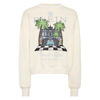 Philipp Plein Sweatshirt LS New Port Beach Cut - Dames - Sweatshirts - Beige - L - Katoen - Hoodies & sweatvesten