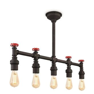 Netlighting Factory 5 Light Semi Flush Light Rustic Black E27