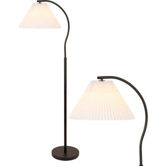 Jonathan Y Designs Devon Modern Glam Metal Arc LED Floor Lamp with Pleated Shade in Black at Nordstrom