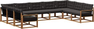 vidaXL Conjunto De Sof&aacute;s De Exterior 9 Uds. Natural Y Negro Vidaxl