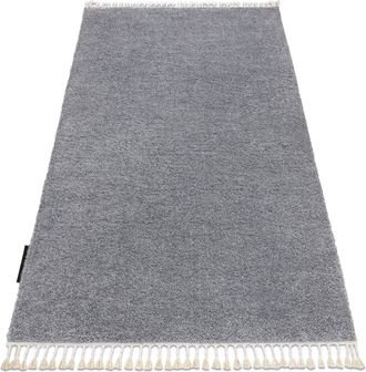 RugsX Tappeto Berber 9000 Grigio Chiaro Frange Berbero Marocchino Shaggy Grey 200x290 Cm